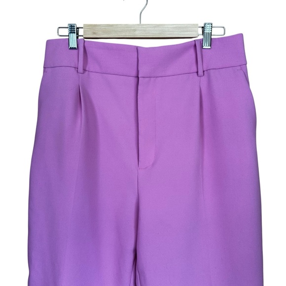 Zara High Waisted Pink Trouser Pants Cropped Ankle XL - Picture 3 of 8